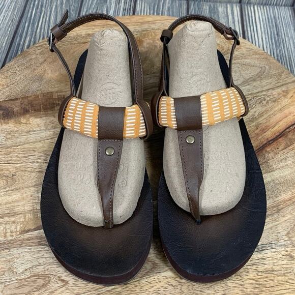 Tidewater Montauk Cabana Flip Flop Sandals Faux Leather Orange Cloth Wm 9 - Picture 3 of 9